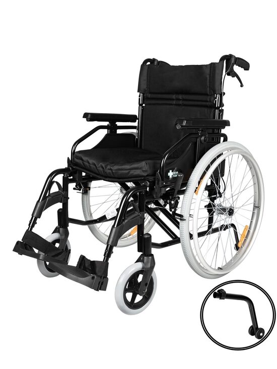 Alumīnija ratiņkrēsls RF-3 ar rokas bremzēm pavadonim 48 cm 135 kg